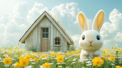easter bunny with easter eggs