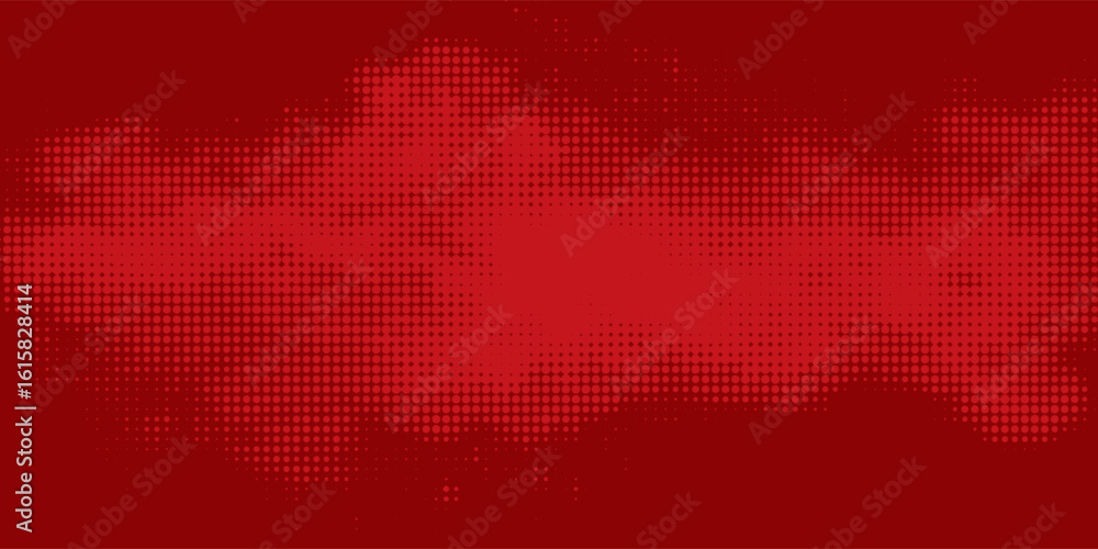 Poster abstract dots halftone red color pattern gradient texture with technology digital background. vector