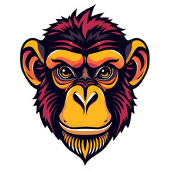 Obraz premium Monkey head logo, multi-colored to make it more visible and attractive, close-up, transparent background