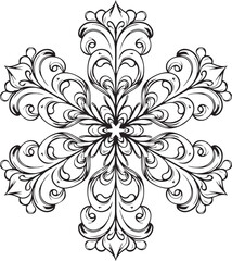Ornamental Floral Snowflake Vector Design