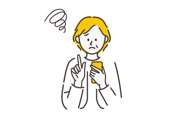 スマホを使用するシニア女性のイラスト	