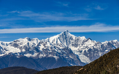 The landscape of Meili Snow Mountain in Yunnan Province