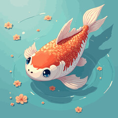 Naklejka premium Very beautiful and cute Koi fish design 