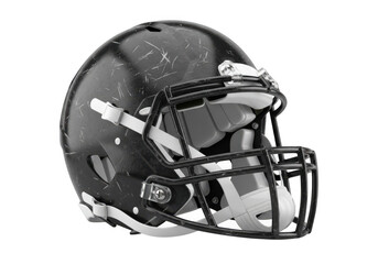 Black american football helmet isolated on transparent background