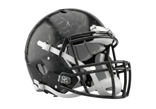 Black american football helmet isolated on transparent background