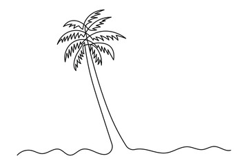 Palm tree continues one line art