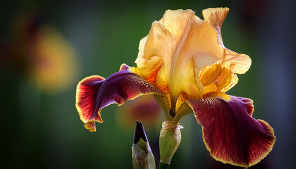 iris flower whoop em up golden yellow standards maroon falls with yellow edges and yellow beard