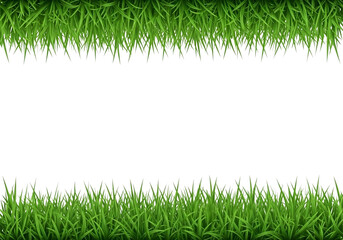 Fresh green grass border frame on a black background for text overlay