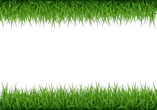 Fresh green grass border frame on a black background for text overlay