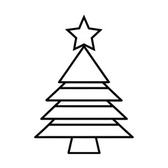 Fototapeta premium Christmas Tree with Holiday Decorations Line Art Vector Illustration