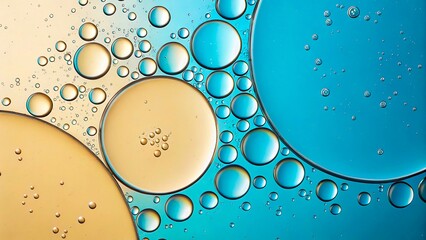 Colorful abstract bubbles of oil and water in macro photography