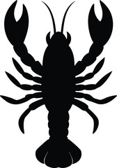 black silhouette a lobster full body on white back.eps