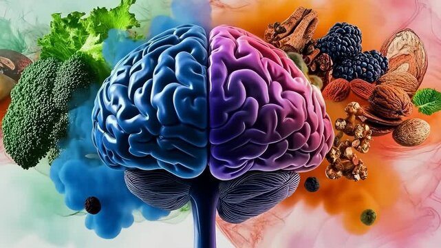 splash brain from food. Selective focus. nature.