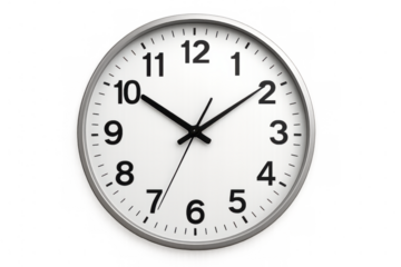 Analog clock pointing at seven o'clock, floating against transparent backdrop, representing punctual time tracking