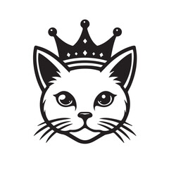 vector logo of a cat wearing a crown