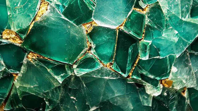 Multicolored broken glass texture. Selective focus. Nature.