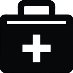 First Aid Kit Symbol in Black and White Healthcare and Medical Assistance Ready for Emergencies Icon Safety and Wellness