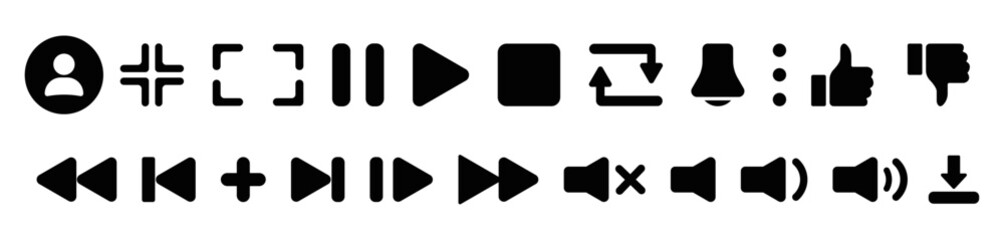 Modern Video Player Interface Elements - Web UI and App Icon Collection