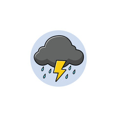 Cloud with Thunder and Rain Vector Illustration. Rainy Weather Concept Design