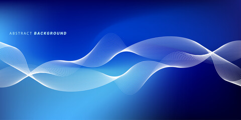 Abstract blue gradient background with wavy lines. Minimalist background for banners, posters, covers, brochures, flyers, and websites.