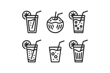 Minimalist Summer Drink Icons Set