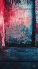 Abstract Room with Textured Walls and Colorful Lighting for Creative Projects