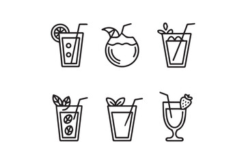 Minimalist Summer Drink Icons Set