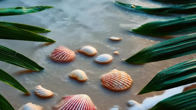 Shells and starfish on the beach. Selective focus. nature.