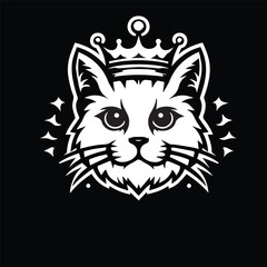 vector logo of a cat wearing a crown