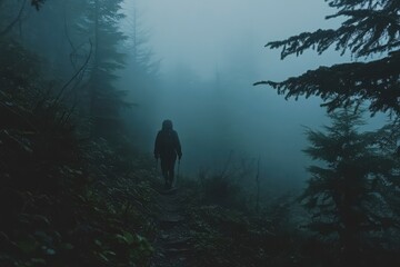 A memorable adventure - a silent walk in the evening through the forest fog