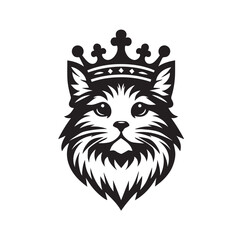 vector logo of a cat wearing a crown