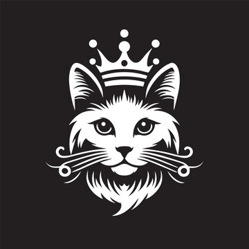vector logo of a cat wearing a crown