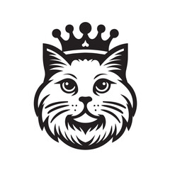 vector logo of a cat wearing a crown