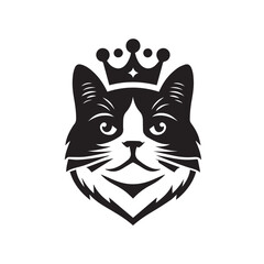 vector logo of a cat wearing a crown
