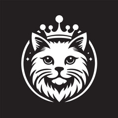 vector logo of a cat wearing a crown