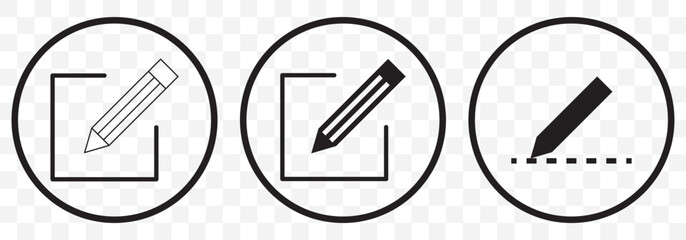 Edit Pencil Icon Set - Outline and Filled Style for UI and UX Design on transparent background. EPS 10.