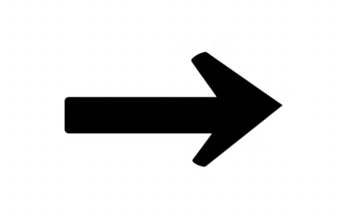 Minimalist arrow sign with neon border indicating direction and forward movement transparent background