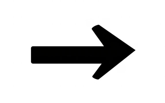 Minimalist arrow sign with neon border indicating direction and forward movement transparent background