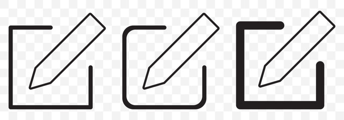 Edit Pencil Icon Set - Outline and Filled Style for UI and UX Design on transparent background. EPS 10.