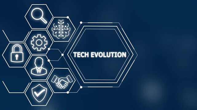 Tech evolution concept. Business, Technology, Internet and network concept technology background. 4k video motion graphic .