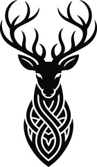 Stag head with celtic knot design deer antlers