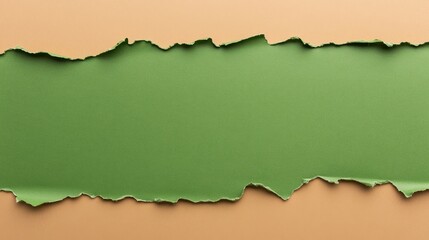 Fototapeta premium Torn paper section green background