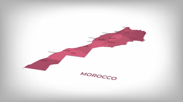 Animated Map of Morocco with states Borders and Major Cities Positions