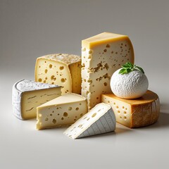 various types of cheese food gourmet healthy tasty natural dairy product design appetizer eating slice various meal fresh snack white yellow board close-up