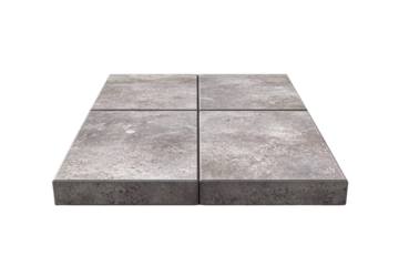 Stone paving slabs isolated on transparent background. Grey tile floor isolated on white background.