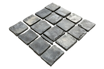 Stone paving slabs isolated on transparent background. Grey tile floor isolated on white background.