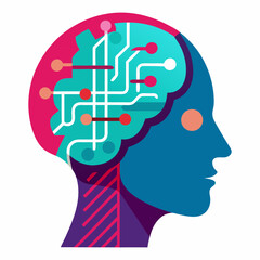 A high-tech vector illustration of intelligence in the human head