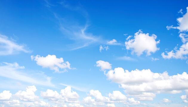 Azure sky with wispy cirrus clouds and fluffy cumulus formations on a sunny day - Powered by Adobe