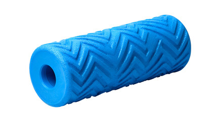 Closeup of a Blue Paint Roller with a Zigzag Pattern on a Transparent Background A Detailed Image of a Textured Blue Paint Roller Ideal for Home