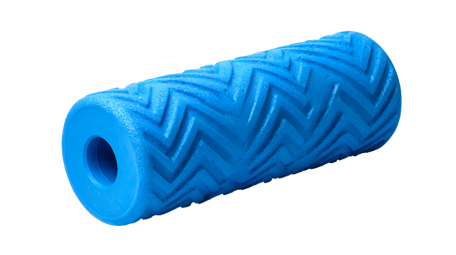 Closeup of a Blue Paint Roller with a Zigzag Pattern on a Transparent Background A Detailed Image of a Textured Blue Paint Roller Ideal for Home - Powered by Adobe